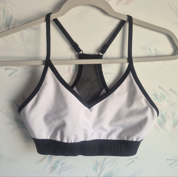 PINK Victoria's Secret Other - PINK Victoria's Secret White & Black Racerback Sports Bra